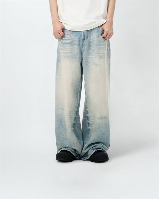 Wide-Leg Distressed Jeans