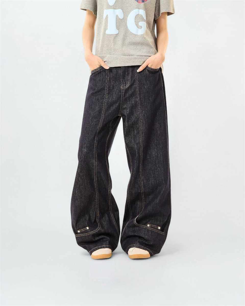 The Japanese Buttons Wide Leg Jeans