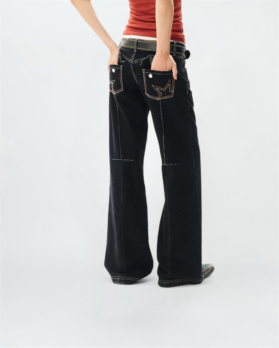 Dark Wash Star Flared Jeans