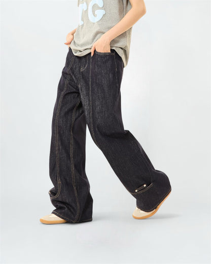 The Japanese Buttons Wide Leg Jeans