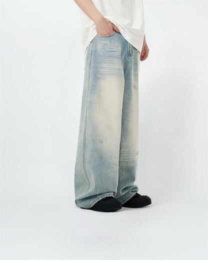 Wide-Leg Distressed Jeans