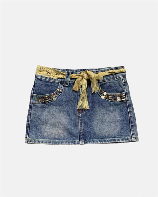 Vintage denim mini skirt