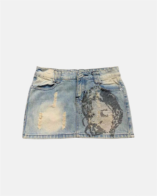 Vintage denim mini skirt