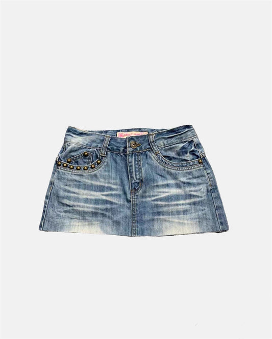 Vintage denim cut-off mini skirt