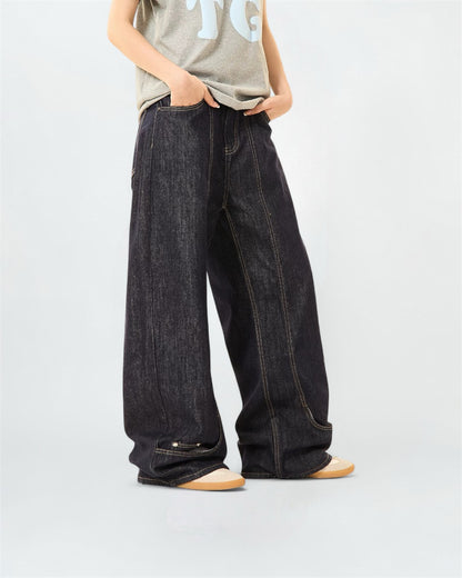 The Japanese Buttons Wide Leg Jeans