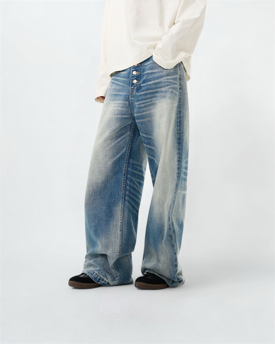 Classic Light-Wash Baggy Denim Jeans