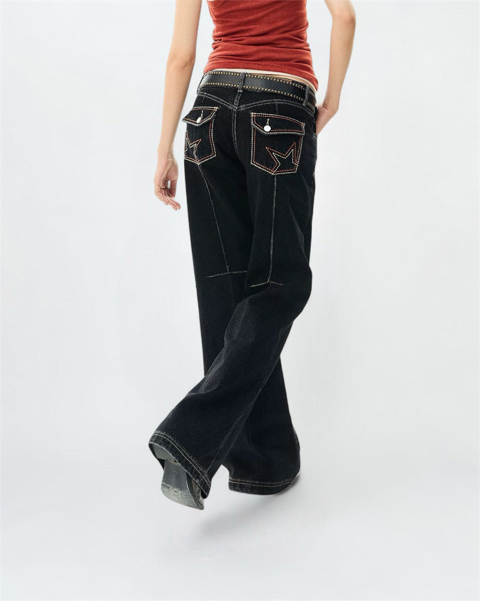 Dark Wash Star Flared Jeans