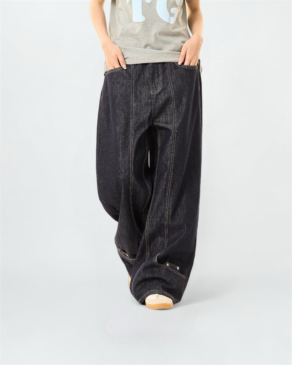 The Japanese Buttons Wide Leg Jeans