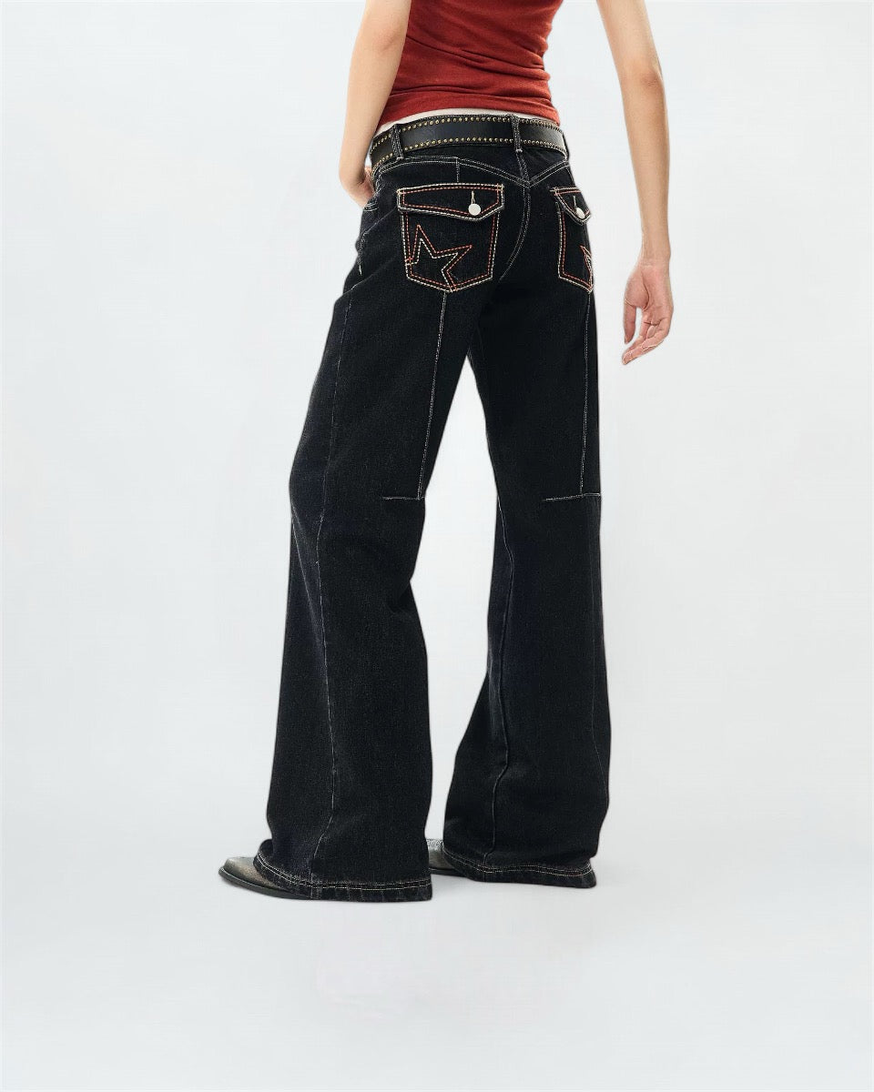 Dark Wash Star Flared Jeans